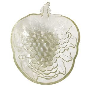 Indiana Glass vintage clear Grapes & Leaves Fruit serving Bowl dish glassware